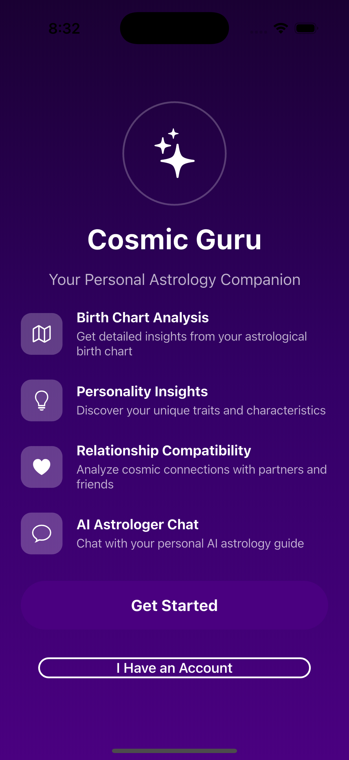 Avra Birth Chart Screen